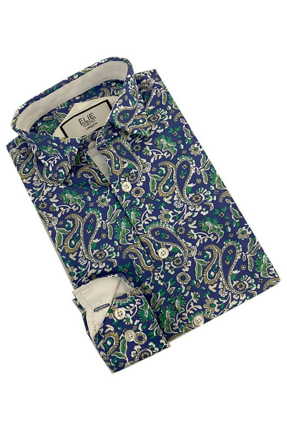 Boy's Blue Paisley Button Down Shirt
