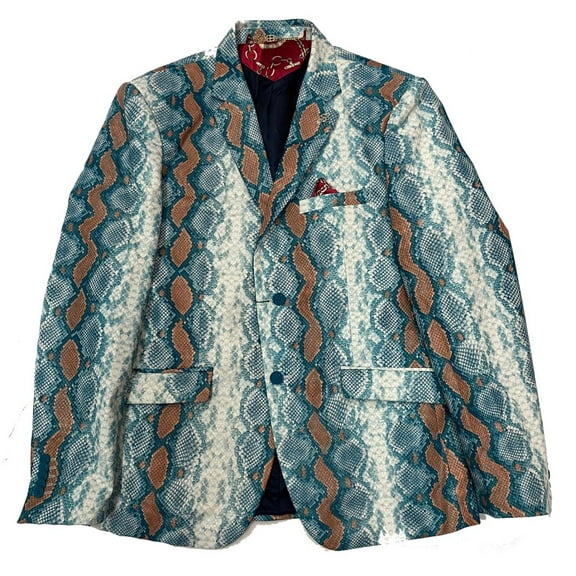 Elie Balleh Boy's Blue Sustainable Snake Skin Print Blazer Jacket