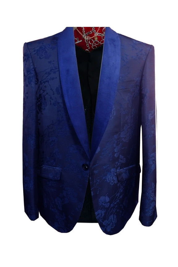 Boy's Floral Shawl Collar Blazers Sports Coat Jacket NAVY - S/8