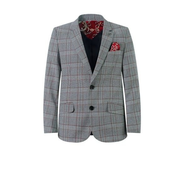 Elie Balleh Boy's Grey Plaid Blazers Sports Coat Jacket