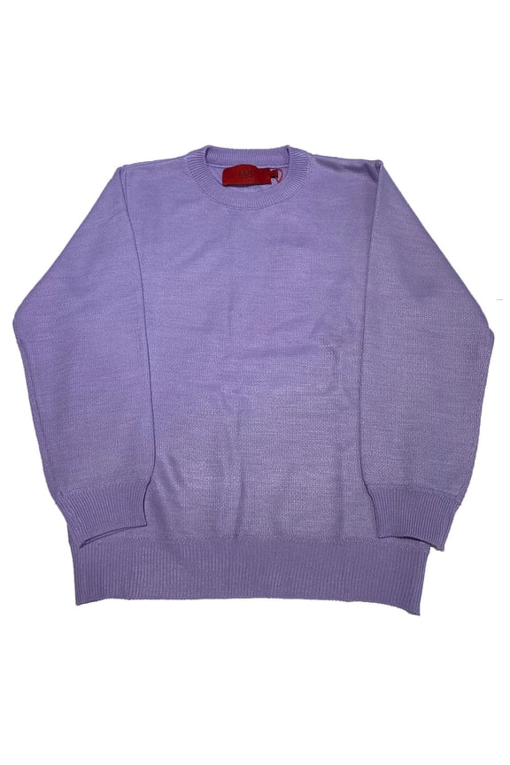 Boy's Lavender Solid Crew Neck Pullover Sweater