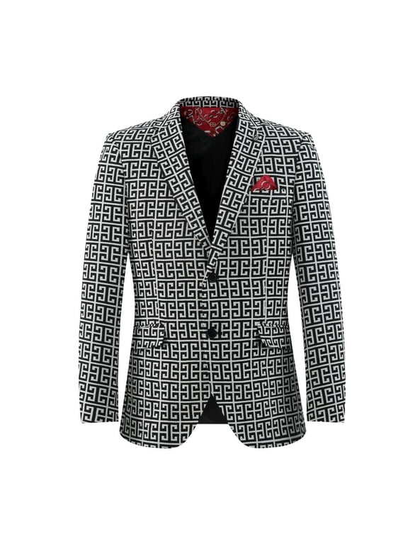 Boy's Logo Brocade Blazers Sports Coat Jacket BLACK - S/8
