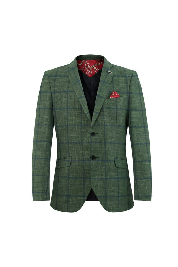 Boy's Plaid Blazers Sports Coat Jacket GREEN - S/4