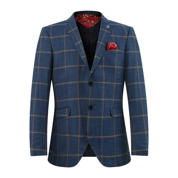 Elie Balleh Boy's Plaid Blazers Sports Coat Jacket NAVY - S/8