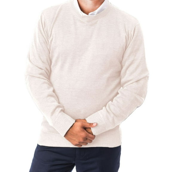 Elie Balleh Boy's White Solid Crew Neck Pullover Sweater