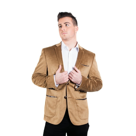 Elie Balleh Camel Men’S Velvet Sports Coat Blazer Jacket