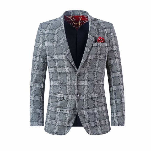 Elie Balleh Grey Herringbone Men's Blazers Sports Coat Jacket