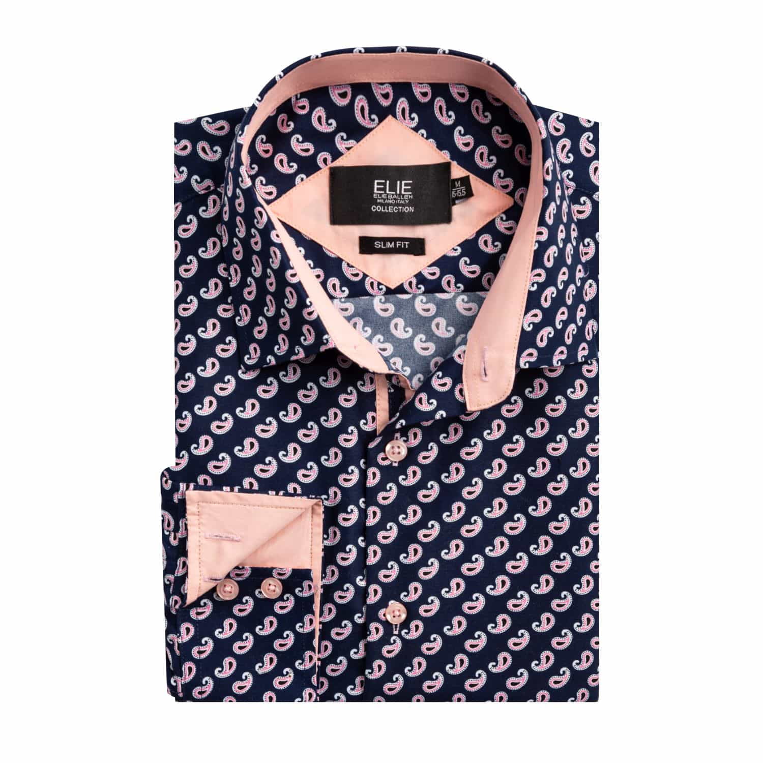 Elie Balleh Men's Navy Slim Fit Paisley Print Button-Down Shirt -  Walmart.com