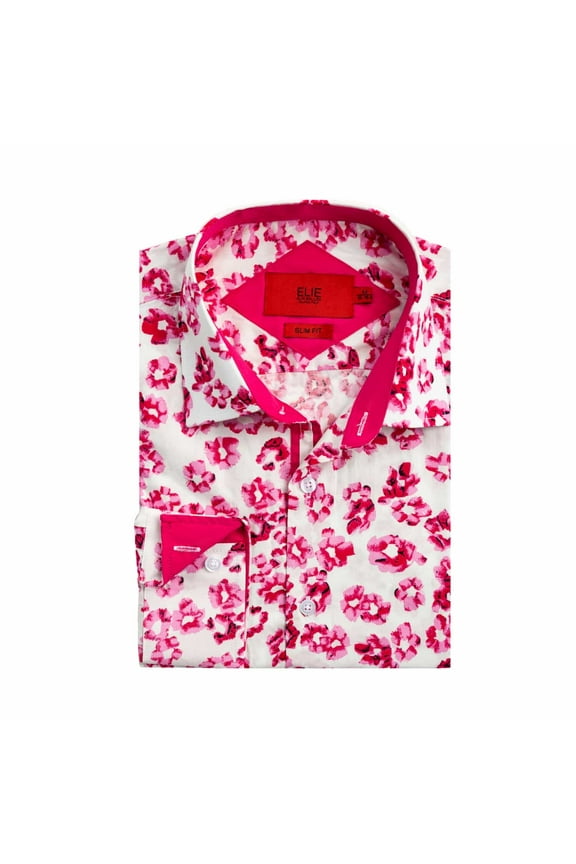 Men's Red Slim Fit Floral Sport Button-Down Shirt