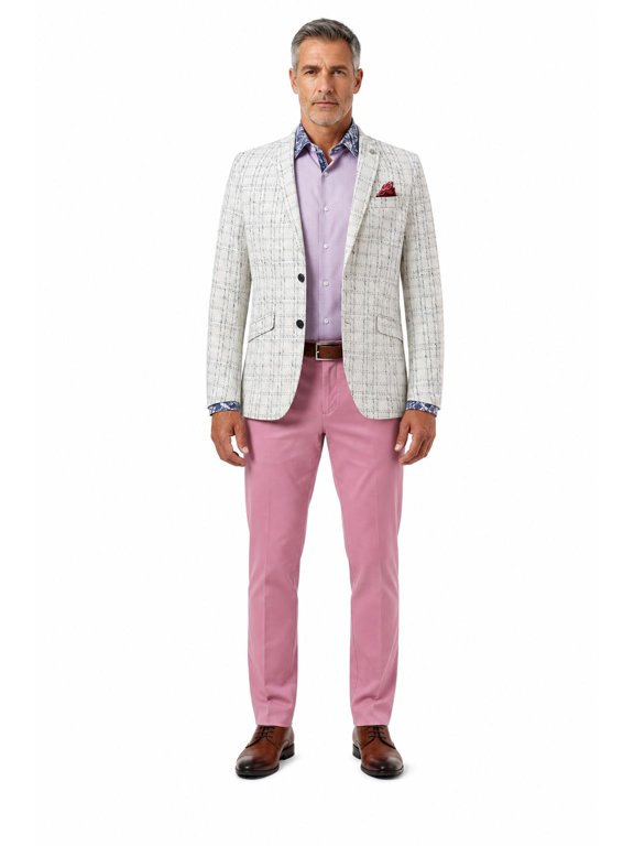 Plaid Boucle Sportcoat for Men By Elie Balleh - WHITE, XXXL/54-56