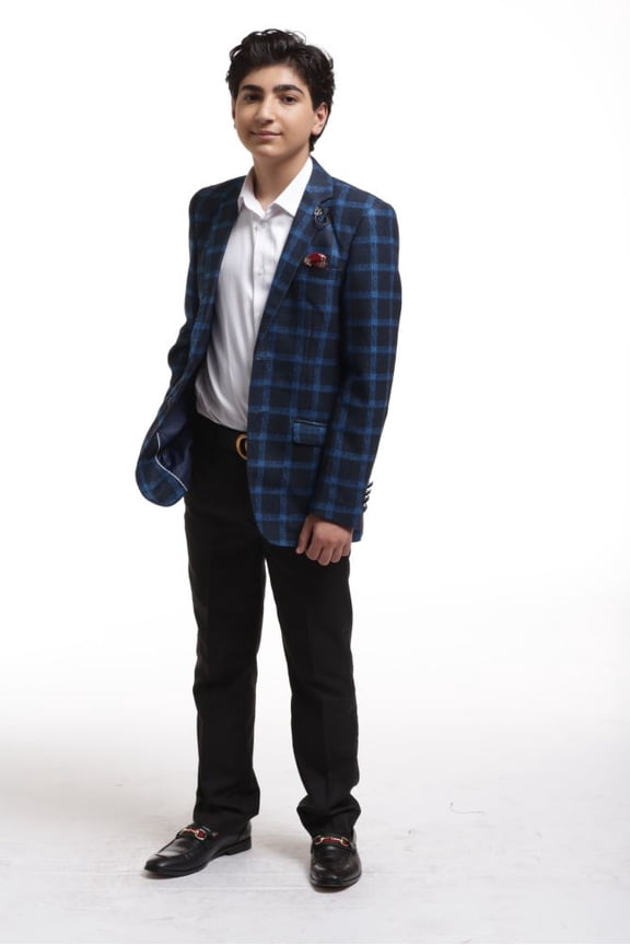 Navy Wild Royal Plaid Boy's Blazers Sports Coat Jacket