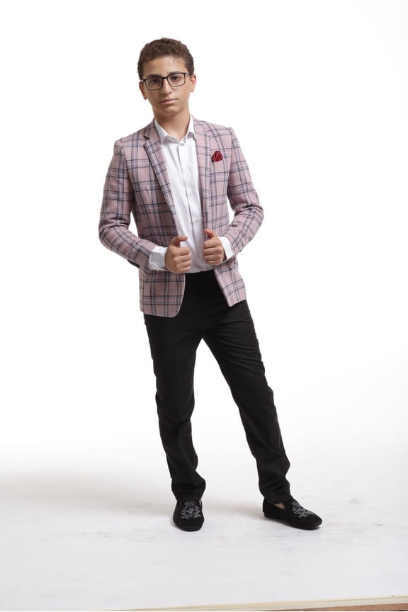 Pink Mauve Wool Plaid Boy's Blazers Sports Coat Jacket