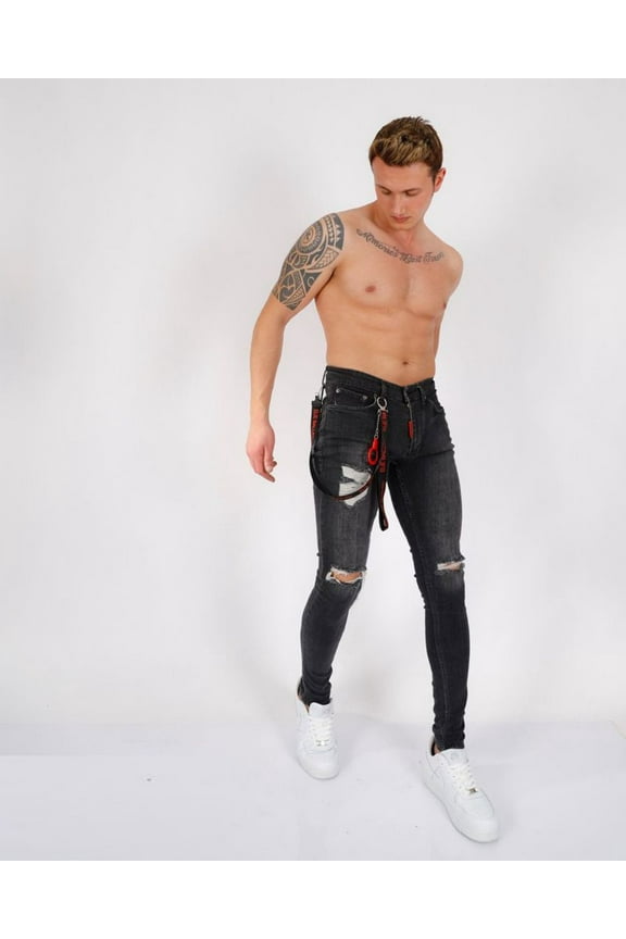 Torn Gray Stretch Jean