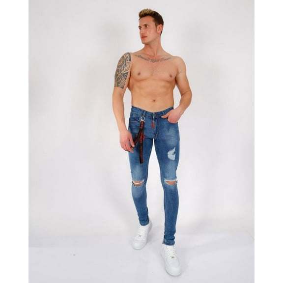 Elie Balleh Torn Lt. Blue Stretch Jean