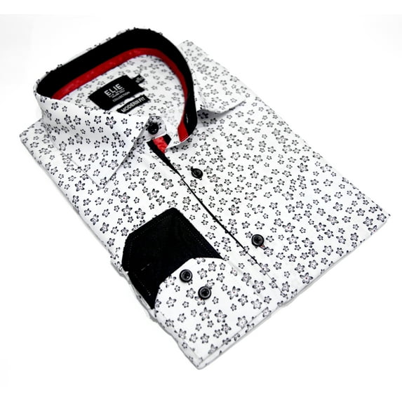 Elie Balleh White Small Floral Print Boy's Button Down Shirt
