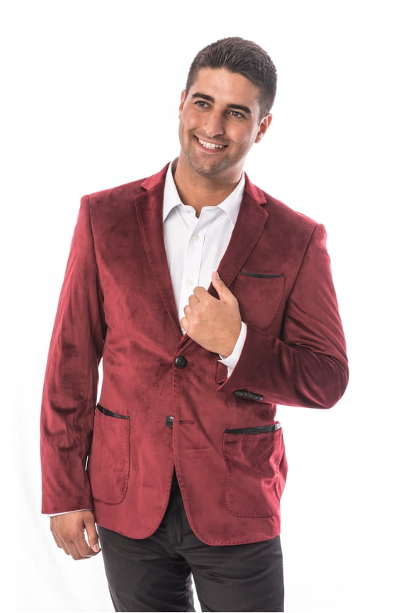 Wine Men’S Velvet Sports Coat Blazer Jacket