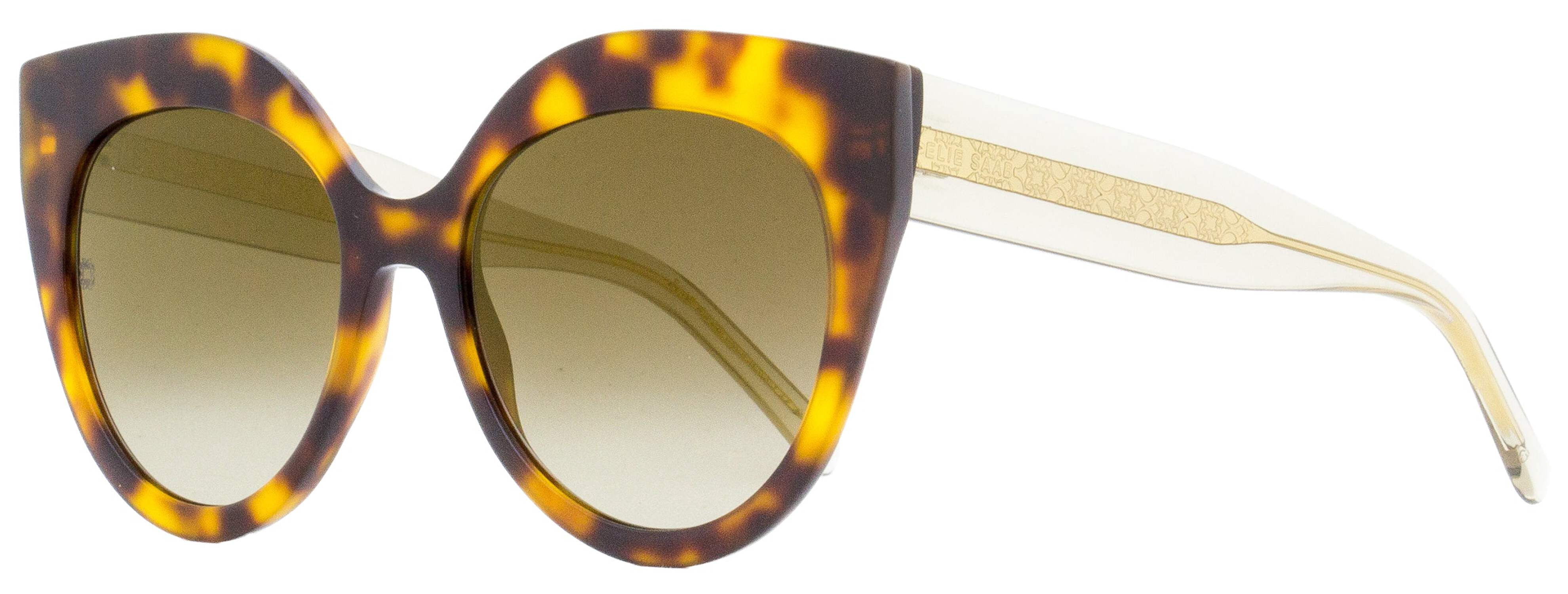 Elie Saab Cat Eye Sunglasses ES081/S 086JL Havana/Gold 55mm 