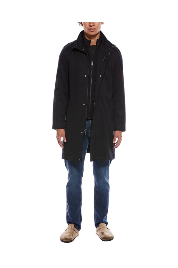 mens  Funnel Neck Trench Coat, m, Navy