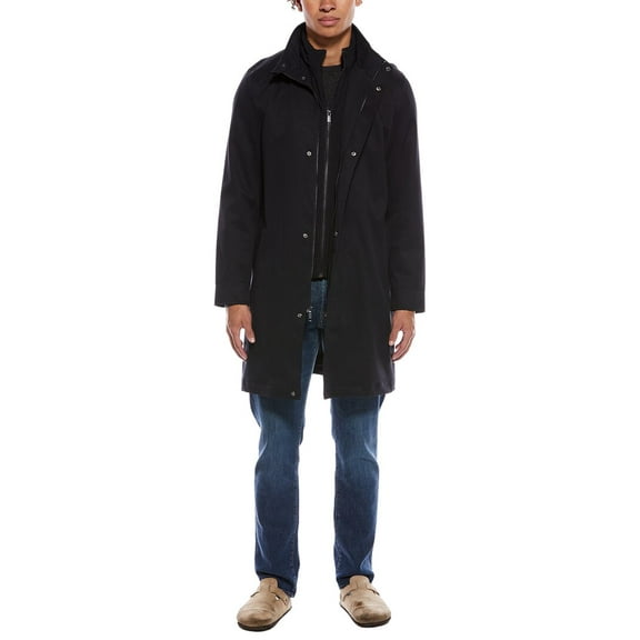 Elie Tahari mens  Funnel Neck Trench Coat, s, Navy
