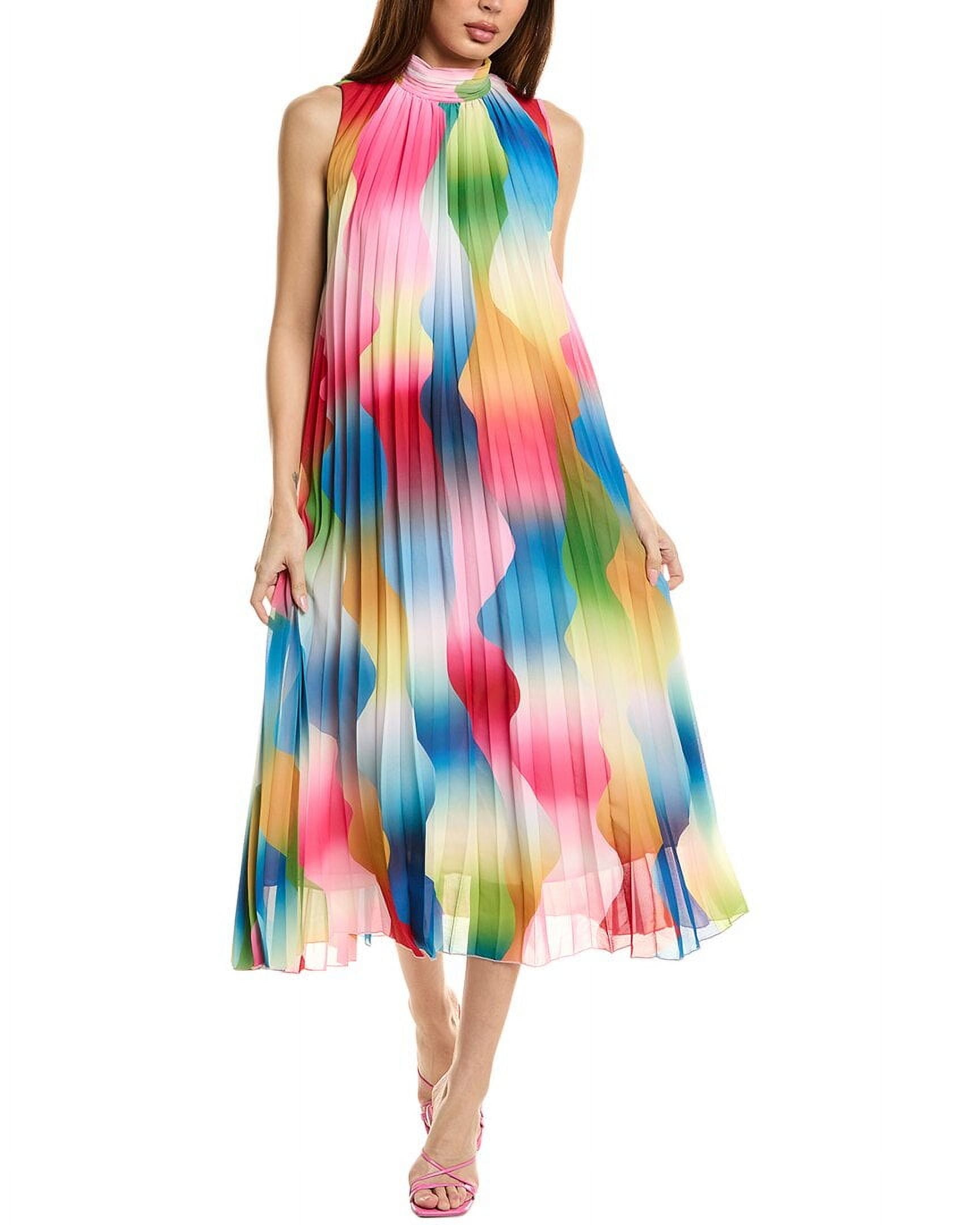elie tahari pleated dress Tahari The Daria Pleated Dress - Noir/Gold