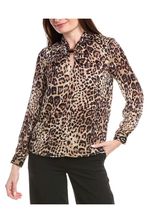 womens Gathered Cutout Silk-Blend Blouse, XL, Purple