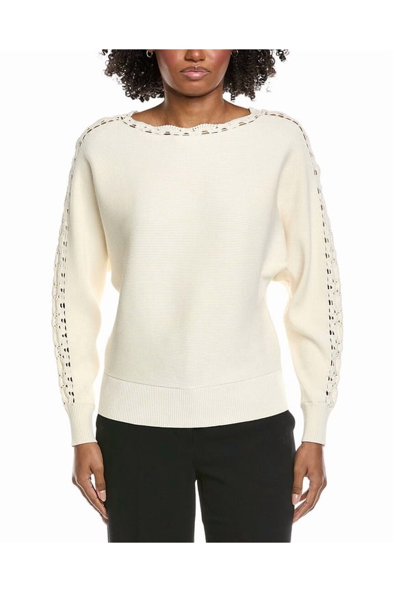 womens Long Balloon Sleeve Boatneck Top, xs, White