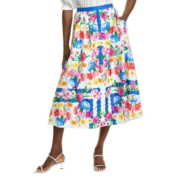 Elie Tahari womens Marice Printed Skirt, 12, White