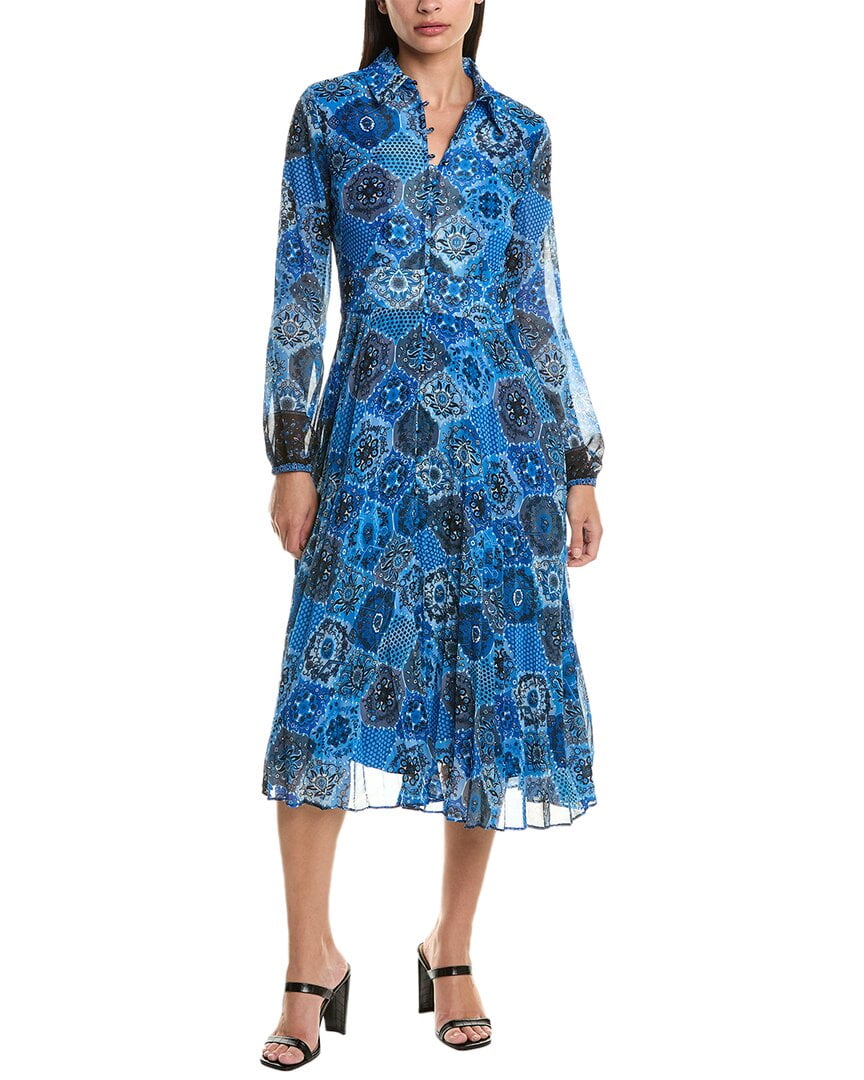 Elie Tahari womens Midi Shirtdress 8 Blue Walmart