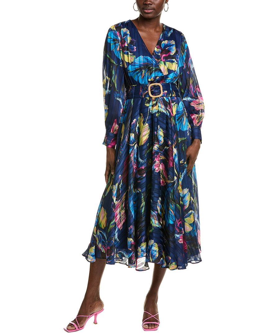 Elie Tahari womens Milena Midi Dress, 8, Blue - Walmart.com Elie Tahari womens Milena Midi Dress, 8, Blue - Walmart.com