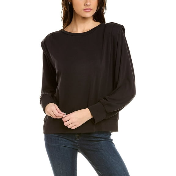 Elie Tahari womens Padded Shoulder Top, xs, Black