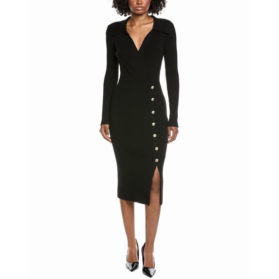 Elie Tahari womens Rib Knit Midi Dress, s, Black
