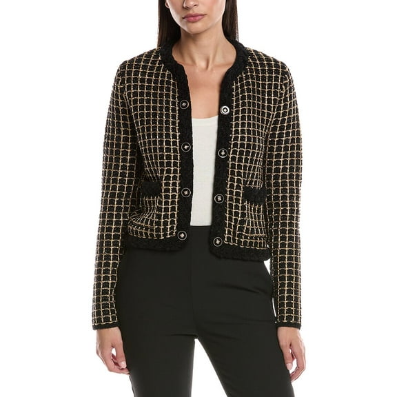 Elie Tahari womens  The Alexis Wool-Blend Cardigan, XL, Black