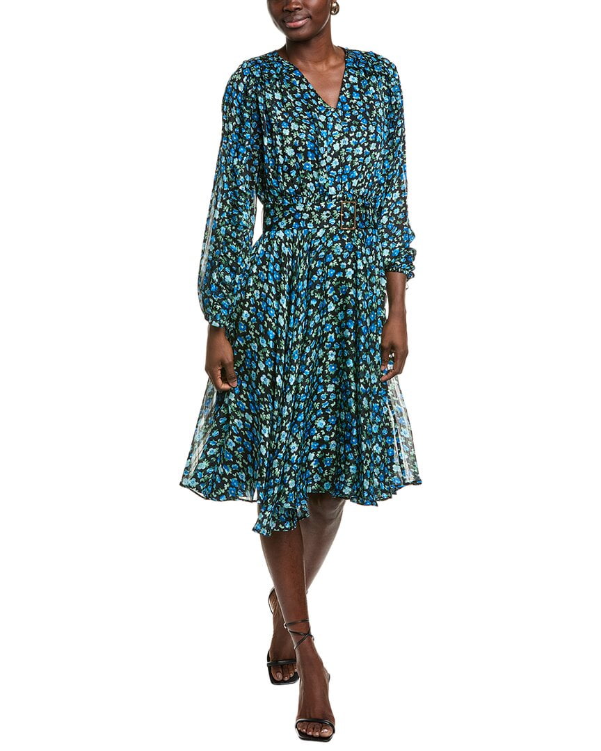 elie tahari dress blue Elie Tahari Off-The-Shoulder Silk Midi Dress