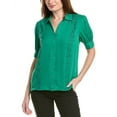 thumbnail image 1 of Elie Tahari womens  The Aram Crochet-Trim Silk Blouse, l, Green, 1 of 3