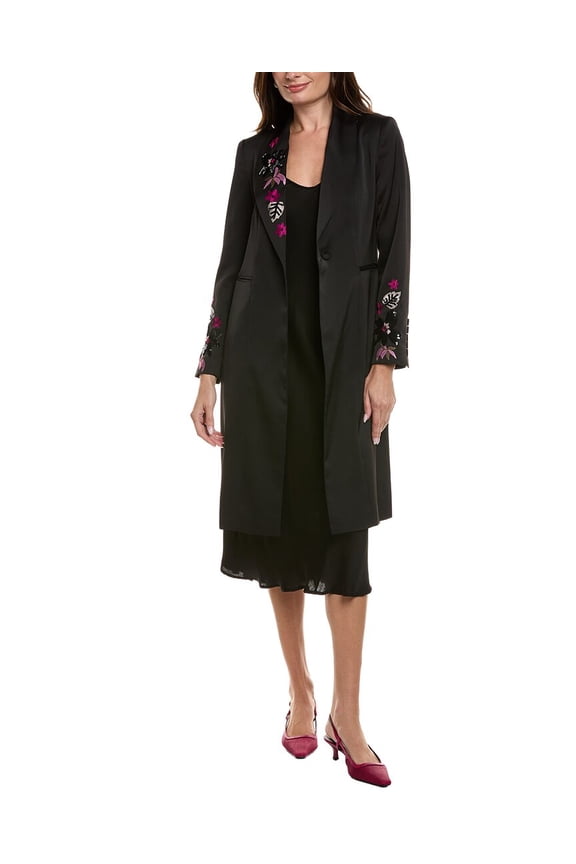 womens The Bailey Embroidered Coat, 8, Black