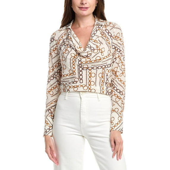 Elie Tahari womens The Ciaran Blouse, l, White
