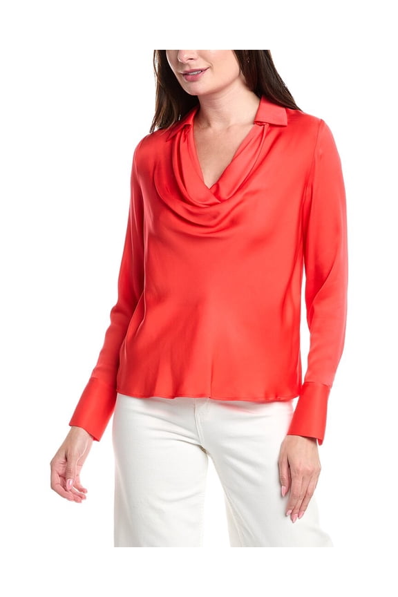 womens The Ciaran Silk-Blend Blouse, m, Red