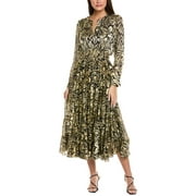 ELIE TAHARI womens The Francesca Silk-Blend Midi Dress, xs, Metallic