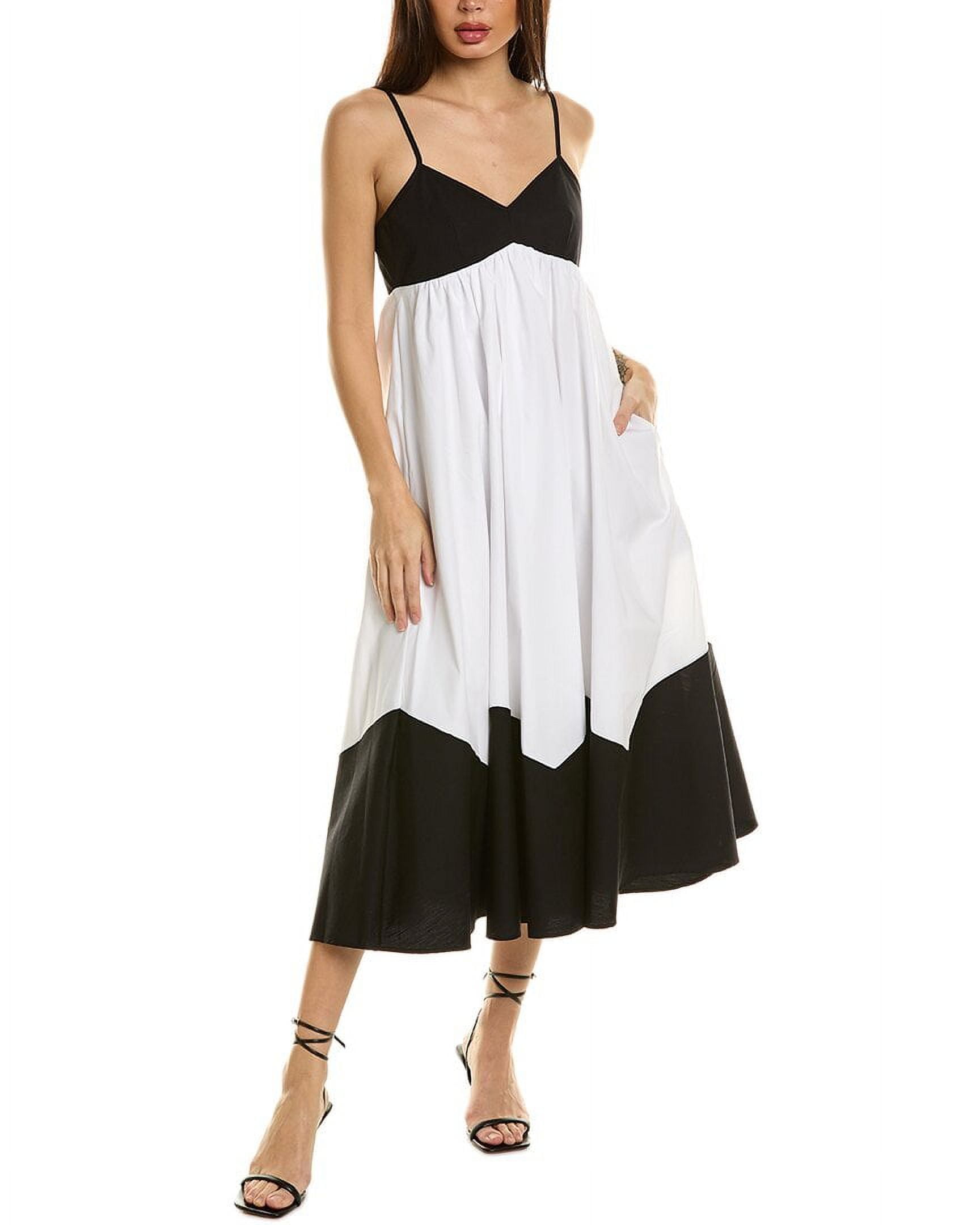 Elie Tahari womens The Grace Colorblocked Midi Dress, 2, Black - Walmart.com