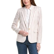 Elie Tahari womens The Helena Striped Linen-Blend Blazer, 6, Beige