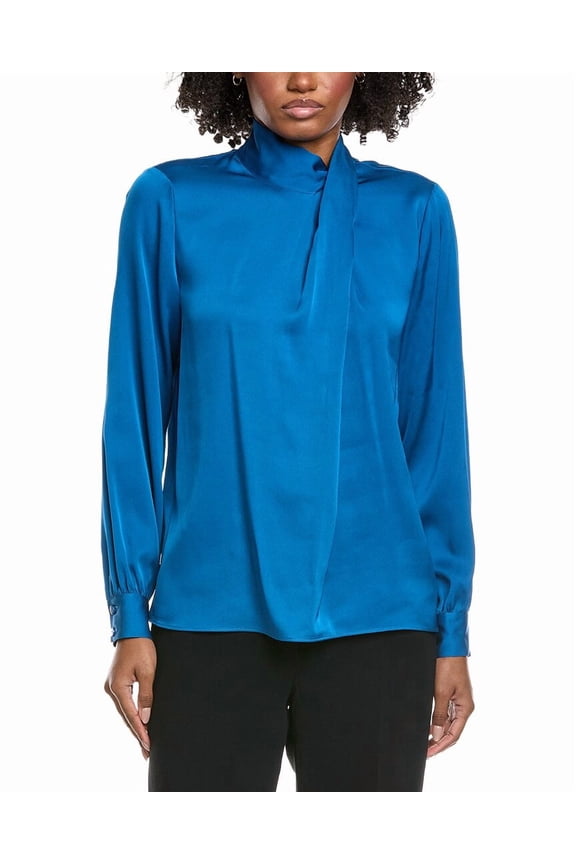 womens The Jaden Silk-Blend Blouse, l, Blue