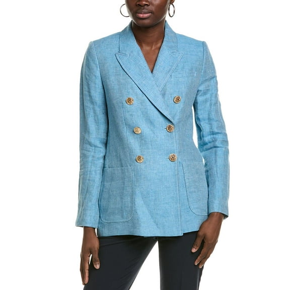 Elie Tahari womens  The Kenna Linen Blazer, 2, Blue