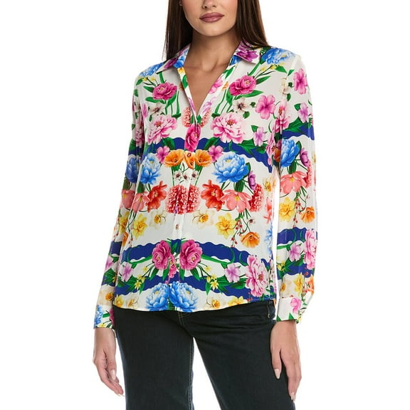 Elie Tahari womens  The Madeline Scallop Blouse, s, Pink