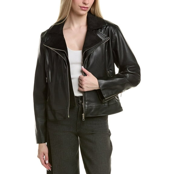 Elie Tahari womens  The Malinda Moto Jacket, xs, Black