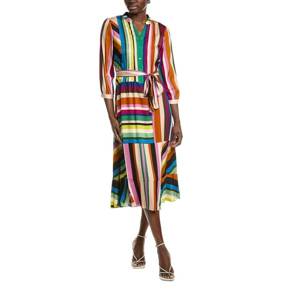 Elie Tahari womens The Mila Silk-Blend Shirtdress, xs, Green