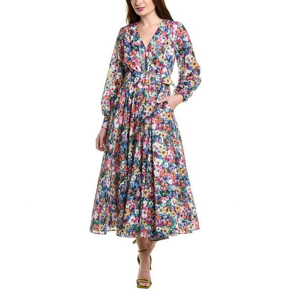 Elie Tahari womens  The Milena Midi Dress, 8, Blue