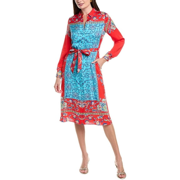 Elie Tahari womens  The Paulina Isle Of Capri Silk-Blend Shirtdress, xs, Blue