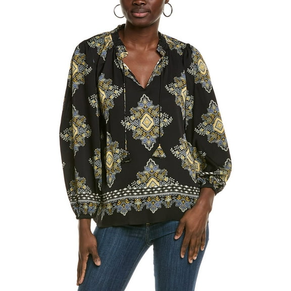 Elie Tahari womens  The Tani Silk-Blend Blouse, s, Black