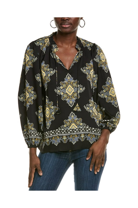 womens The Tani Silk-Blend Blouse, s, Black