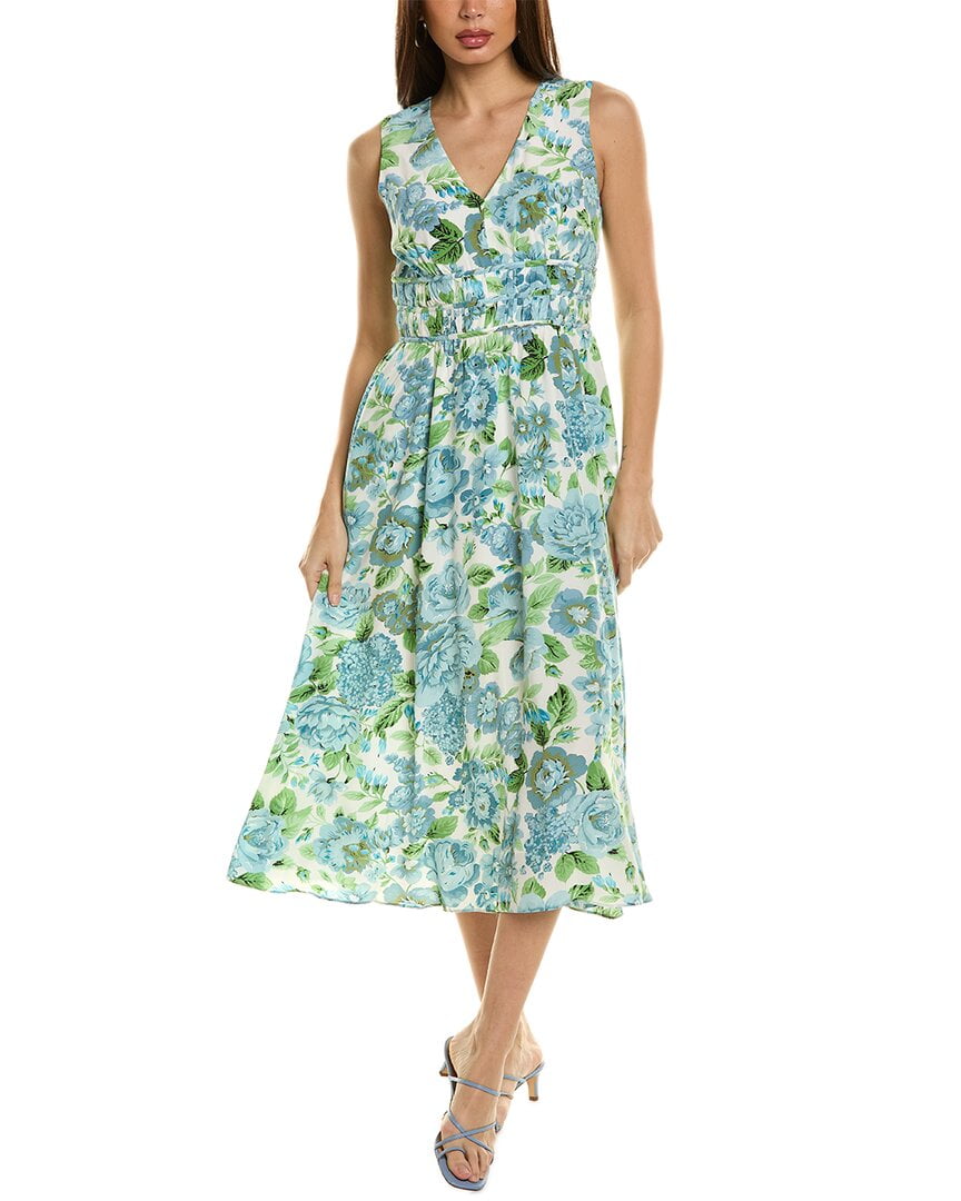 elie tahari green dress Elie Tahari The Alexandria Printed Silk Blend Maxi Dress